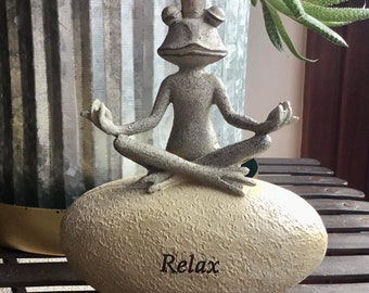 Zen Frog on Pebble 'Relax'