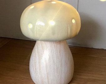 Ceramic 11cms LED Mushroom/Toadstool Glow Lamp - Sage Green