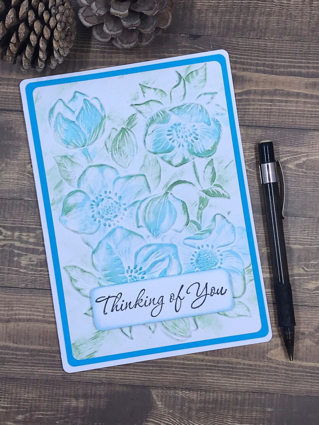 Thinking of You Embossed Floral Gilded Wax Handmade Poppie Card - Etsy