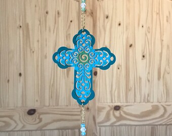 Wooden Filigree Cross Sun Catcher/Window Decorations/Room Decorations