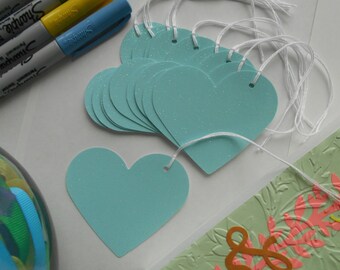 Light Blue Heart Gift Tags/Escort Tags/Blue Glitter Tags/Wedding Tags/Baby Shower Tags/Holiday Party/Get Well Tags/Birthday Gift Tags