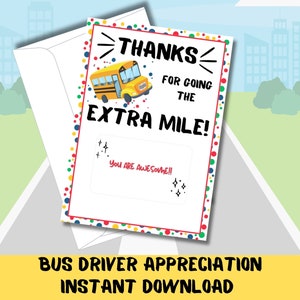 Bus Driver Appreciation Gift Card Holder | Thank You Gift Card Holder for Bus Driver | End of year gift | Printable Envelope Included