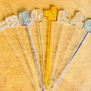 Personalized Drink Stirrers Custom Cocktail Stir Sticks Wedding Drink Topper Logo Bridal Shower Swizzle Stick Engagement Home Bar Stirrers
