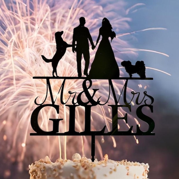 Silhouette Wedding Cake Topper Personalized Couple Cake Topper Custom Bride and Groom Anniversary Cake Topper for Wedding Gift