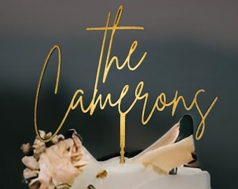 Wedding Cake Topper Personalized Last Name Cake Topper for Wedding Gift Couples Surname Cake Topper for Wedding Mr and Mrs Cake Topper