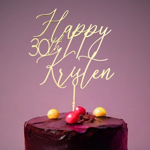 Personalized Birthday Cake Topper for Birthday 30th Cake Topper 40th Cake Topper Happy Birthday Name Cake Topper 21st Birthday Cake Topper for any age made of wood