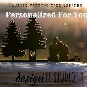 Wedding Cake Topper Personalized Rustic Silhouette Cake Topper for Anniversary Couple Bride and Groom Cake Topper Wedding Gift