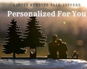 Custom Rustic Wedding Cake Topper Personalized Silhouette Cake Topper for Wedding Couple Cake Topper Anniversary Cake Topper Wedding Gift