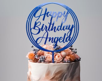 Personalized Cake Topper Birthday Gift Happy Birthday Custom Wedding Cake Topper 30th 40th 25th 50th 21st Engagement Wood Cake Topper