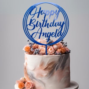 Personalized Cake Topper Birthday Gift Happy Birthday Custom Cake Topper 30th 40th 25th 50th 21st Birthday Wood Cake Topper for Any Age