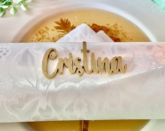 Name Tags Place Cards Wedding Name Plate Birthday Laser Cut Names Wooden Setting Table Decor Name Plate Wedding Gift Favors Wood or Acrylic