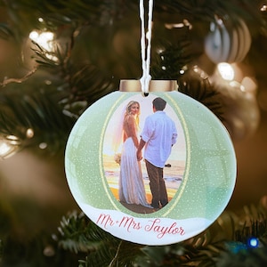 Personalized Couples Ornament for Wedding Gift For Christmas Photo Wedding Keepsake Gift Custom Bride Picture Ornament Babys First Christmas