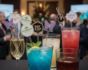 Personalized UV Printed Acrylic Drink Stirrers for Events, Corporate Branding, Custom Favors Swizzle Sticks