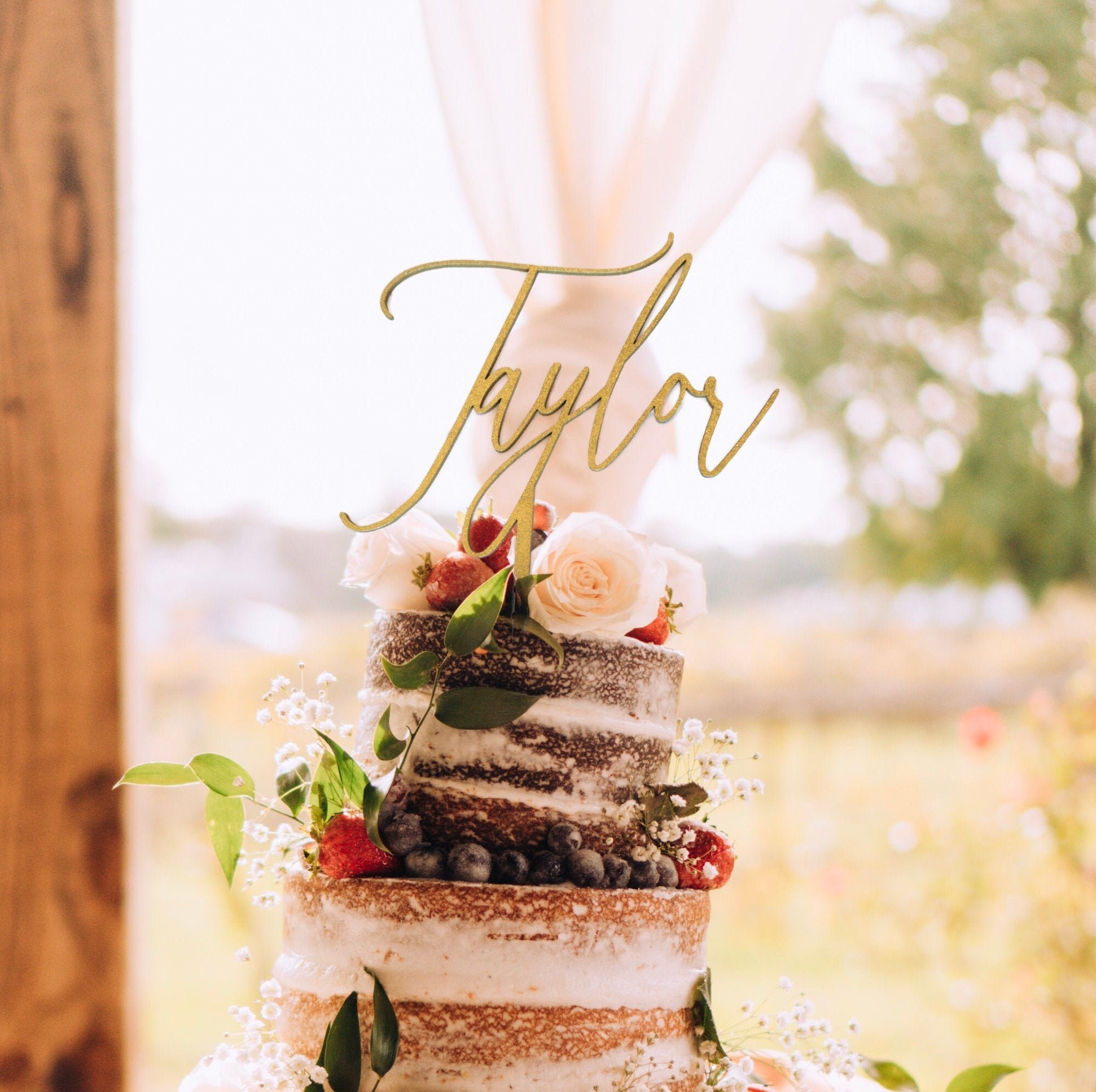Personalisierten Kuchen-Topper Aus Holz – Mit Name, Datum, Alter Für Hochzeit, Geburtstag, Baby-Shower
