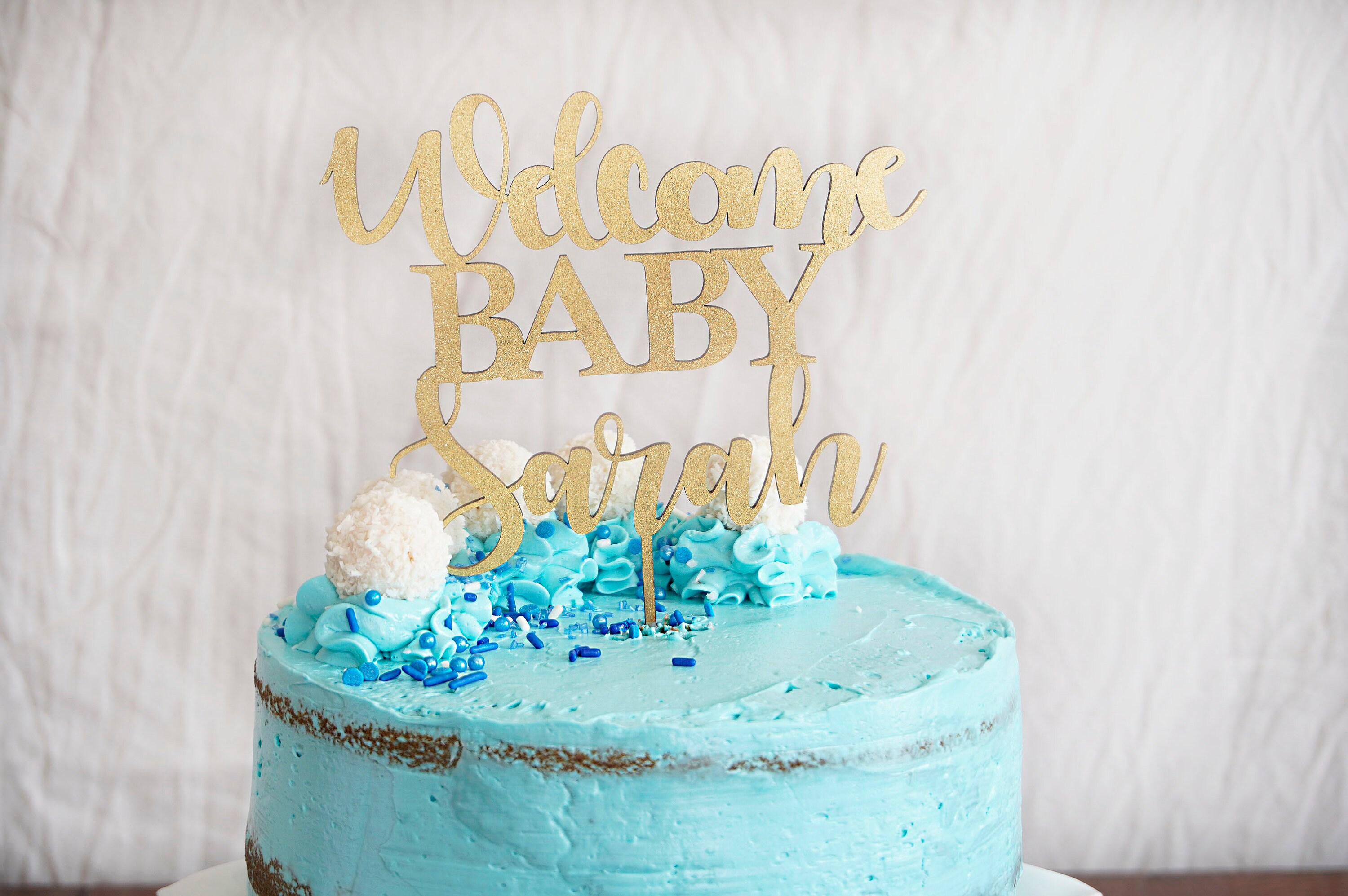 Welcome Baby Name Cake Topper Custom Cake Topper | Etsy