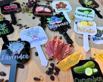 Kruidentuinmarkeringen Ingemaakte kruidstokken Gelabelde kruidenmarkeringen Acryl kruidplantmarkeringen Kleurrijke kruidenmarkeringen Tuinaccessoire cadeau voor moeder