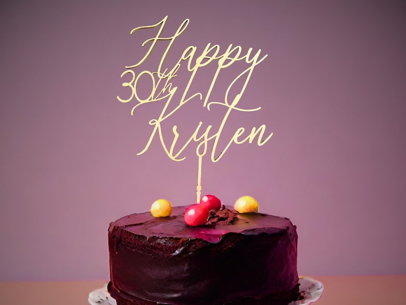 Personalized Birthday Cake Topper for Birthday 30th Cake Topper 40th Cake Topper Happy Birthday Name Cake Topper 21st Birthday Cake Topper for any age made of wood