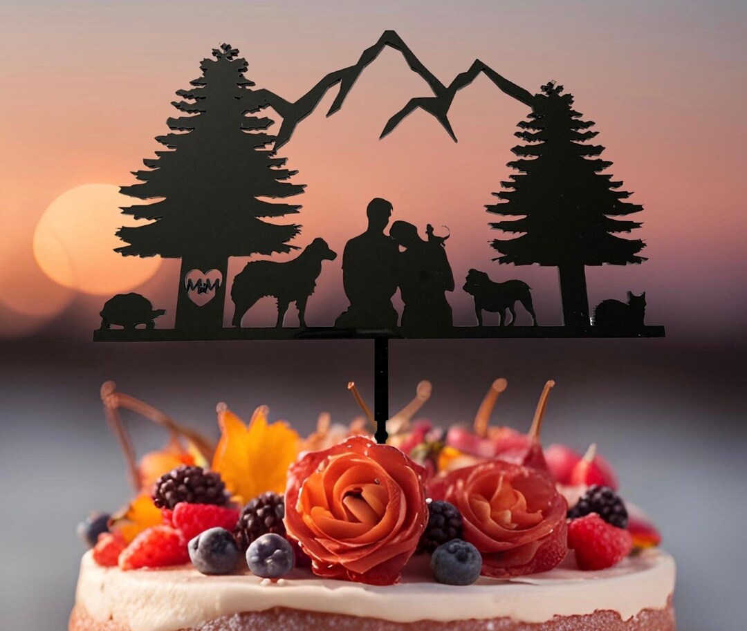 Personalized Wedding Cake Topper Rustic Mountain Cake Topper Custom ...