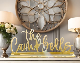 Personalized Fireplace Mantle Centerpiece Sign for Housewarming Gift Family Name Entry Way Decor Rustic Wedding Table Sign Decor