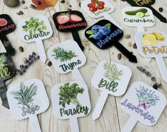 Kolorowy akrylowy marker do ziół — odporna na warunki atmosferyczne etykieta do roślin doniczkowych z owocami i warzywami, prezent dla mamy i ogrodnika, z nadrukiem UV, akwarelowa etykieta ogrodowa