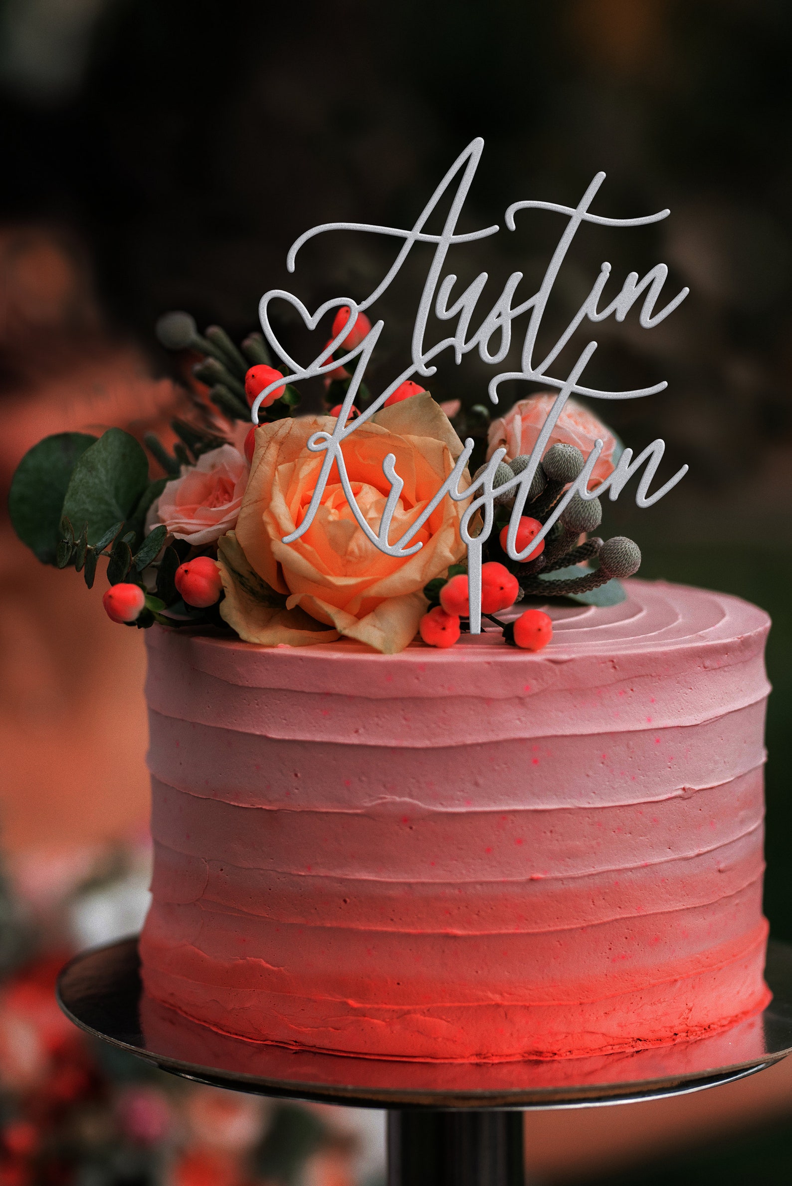 Rose Gold Wedding Cake Topper Custom Cake Topper Etsy