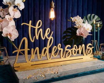 Sweetheart Table Sign, Head Table Décor,  Personalized Wedding Table Sign,  Last Name Fireplace Sign, Mantle Decor, Wedding Gift