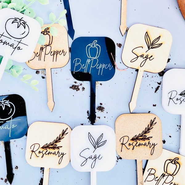 Handmade Herb Garden Marker Vegetable Garden Label Plant Marker Vegetable & Herb Garden Markers Acrylic Garden Stake Gardener's Gift for Mom