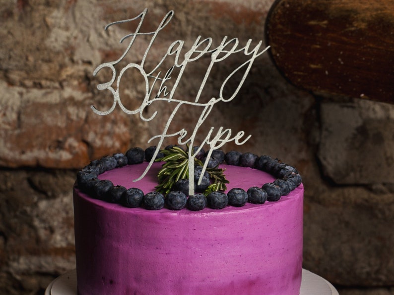 Personalized Birthday Cake Topper for Birthday 30th Cake Topper 40th Cake Topper Happy Birthday Name Cake Topper 21st Birthday Cake Topper for any age made of wood