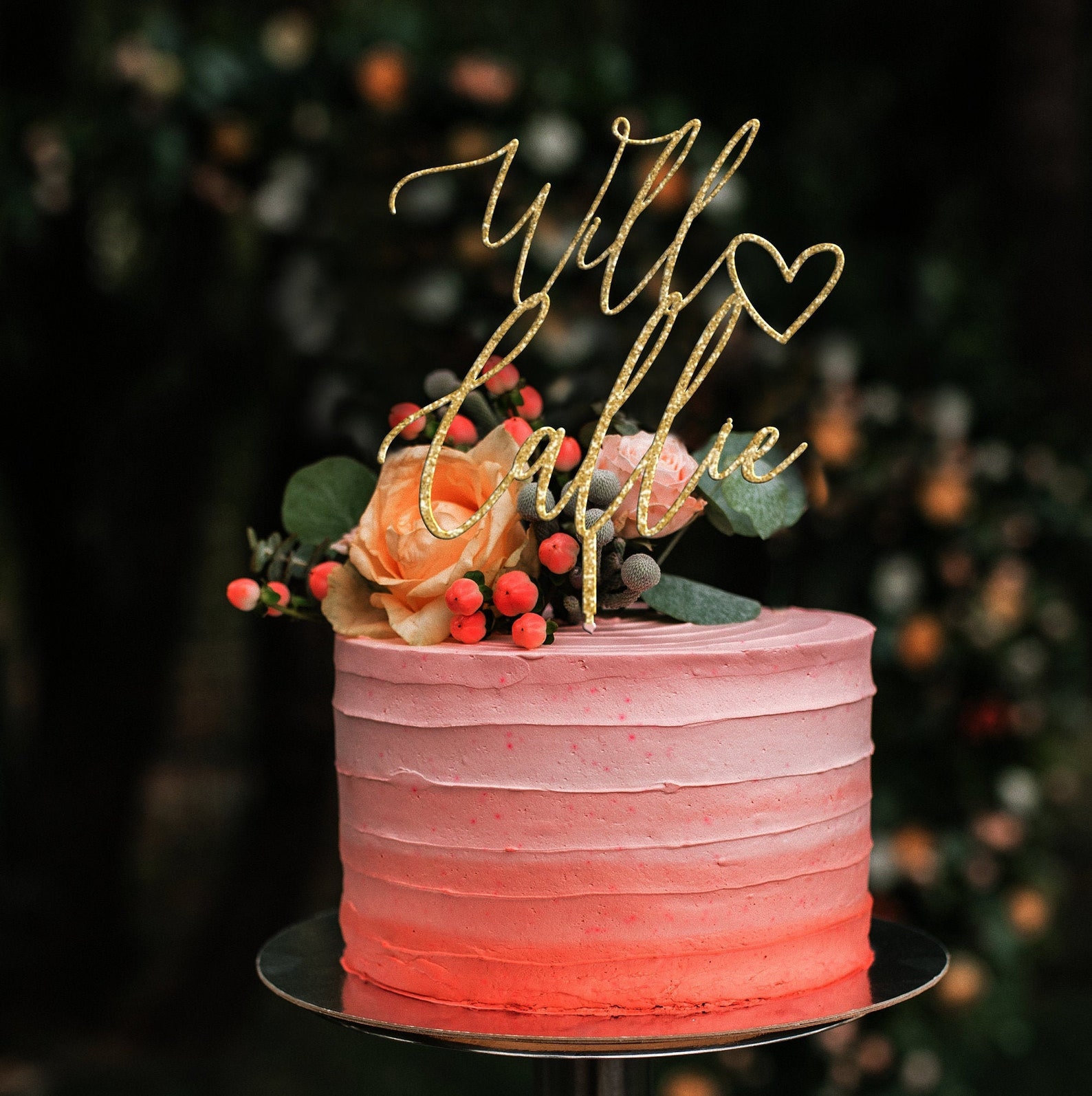 Rose Gold Wedding Cake Topper Custom Cake Topper Etsy