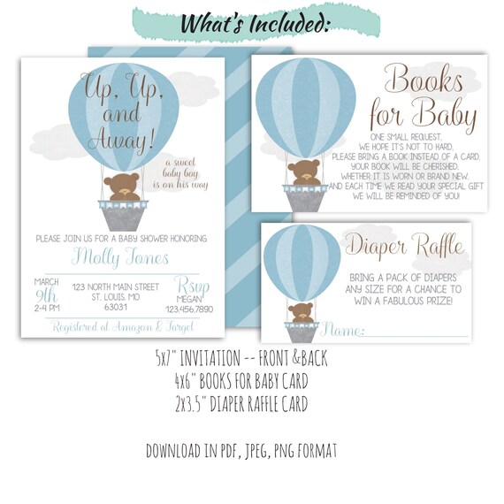 teddy bear hot air balloon baby shower