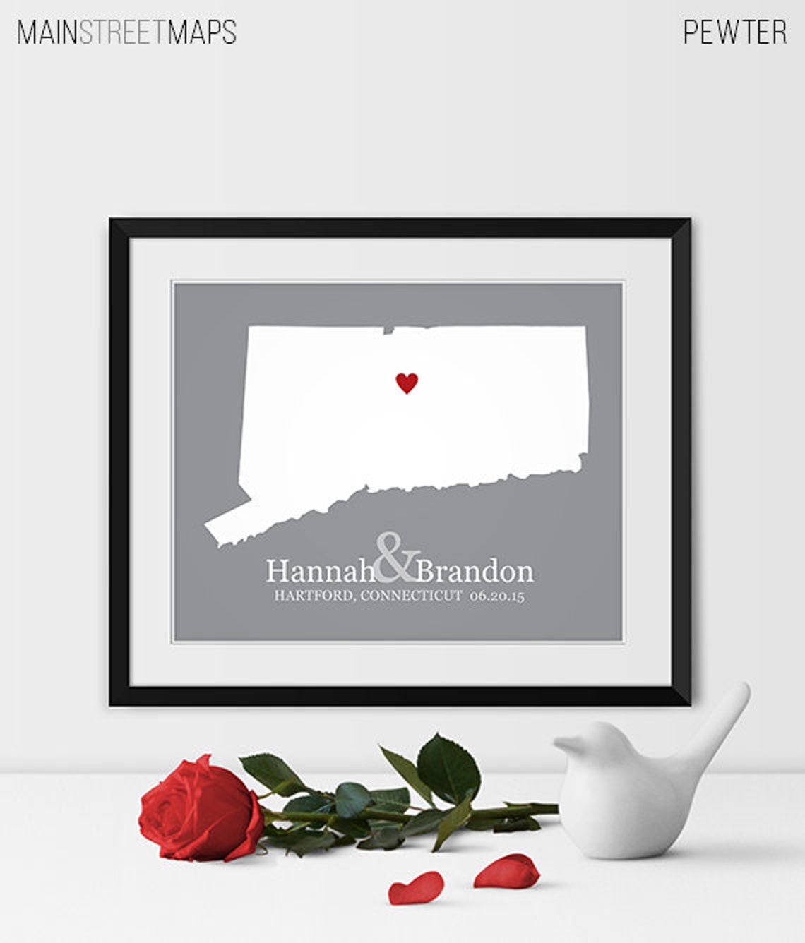 Connecticut Map Art Connecticut Wedding Gift Connecticut Etsy