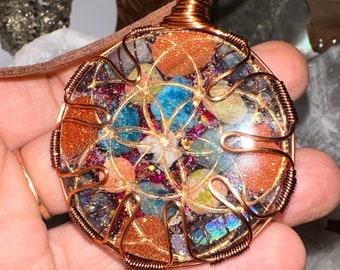 WireWrapped Seed of Life Orgone Crystal Necklace, Reiki Healing, Psychic Protection, 528 Hz frequency,Starseed Meditation Jewelry