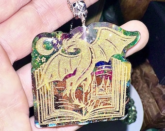 Dragon Book Orgone Necklace, Reiki Infused Crystal Amulet