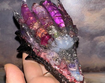 Crystal DRAGON Orgone Paperweight, Emf Protection, Chakra Healing, Reiki Infused High Vibe Jewelry for Meditation and Spiritual Growth