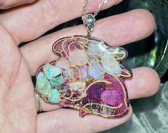 Angel Puppy Orgone Necklace with Blue Apatite, Amethyst, Charoite, Shungite,EMF Protection, Crystal healing,Reiki,Starseed Jewelry