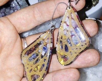 Butterfly Orgone Earrings, Aura Quartz, Sodalite, Moonstone, Shungite, EMF Protection,Reiki Infused, 528Hz