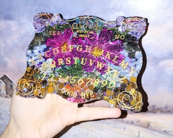 Quija Orgone Charging Plate / Whimsical Altar Piece, Crystals and Botanicals, Divine Connection and Diviation, Orgonite Charging Dish