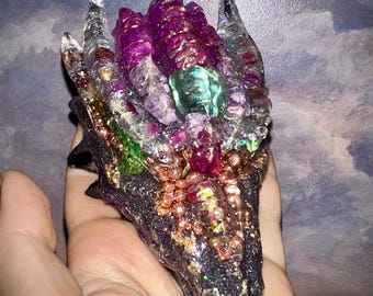 Crystal Dragon Orgone Paperweight, Reiki Healing, EMF Protection