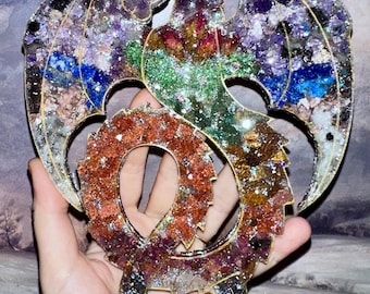 Chakra Crystal Druzy Dragon Orgone, EMF Protection Altar Decor