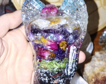 Archangel Divine Masculine Orgone Statue with Aqua Aura Quartz,Citrine, Amethyst crystals,EMF & 5G Protection, Reiki Healing, Valentines Day