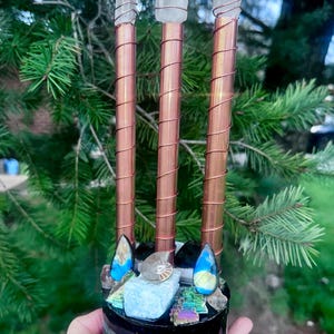 Crystals and Shungite Orgonite Cloud Buster, Ammonite and Labradorite Copper Crystal Tower, EMF 5G Protection, Amazonite, Amethyst, Citrine