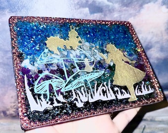 Alice in Wonderland Orgonite Tray with Crystals and Shungite, Reiki Infused Orgone, Meditation Home Decor,EMF 5G Protection,Starseed Art