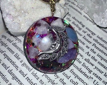 Dreamy Moon Orgone Necklace, Crystals & Shungite, Reiki Infused Starseed Jewelry, EMF 5G Protection, Jewelry for the Soul