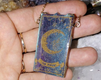 Moon Tarot Card Orgone Necklace, Rainbow Aura, EMF Protection