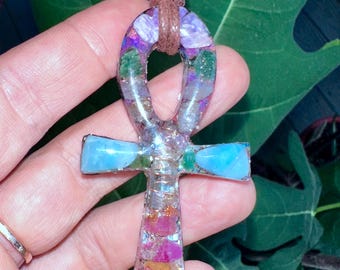 Ankh Orgone Crystal Necklace, Self Love Crystal necklace, Egyptian Symbolism, EMF & 5G Protection,Starseed Reiki Healing,Egyptial Symbolism