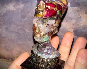 Nefertiti Orgone Device, Aura Quartz, Reiki Energy Paperweight