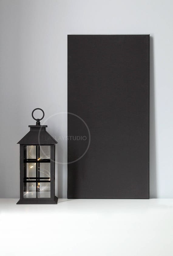 Black Blank Canvas Mockup Flat Lay Minimalist Styled