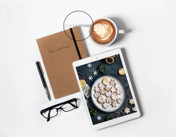 Ipad  Journal Mockup Flat Lay Minimalist Styled