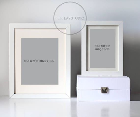 White Picture Frames Mockup Flat Lay Minimalist Styled