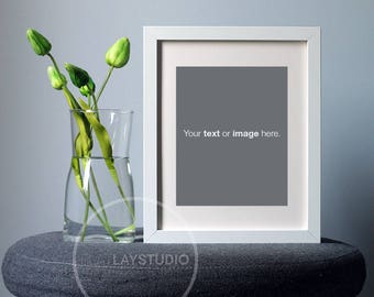 WHITE PICTURE FRAME Mockup / Flat Lay Minimalist Styled Stock Photo / #57
